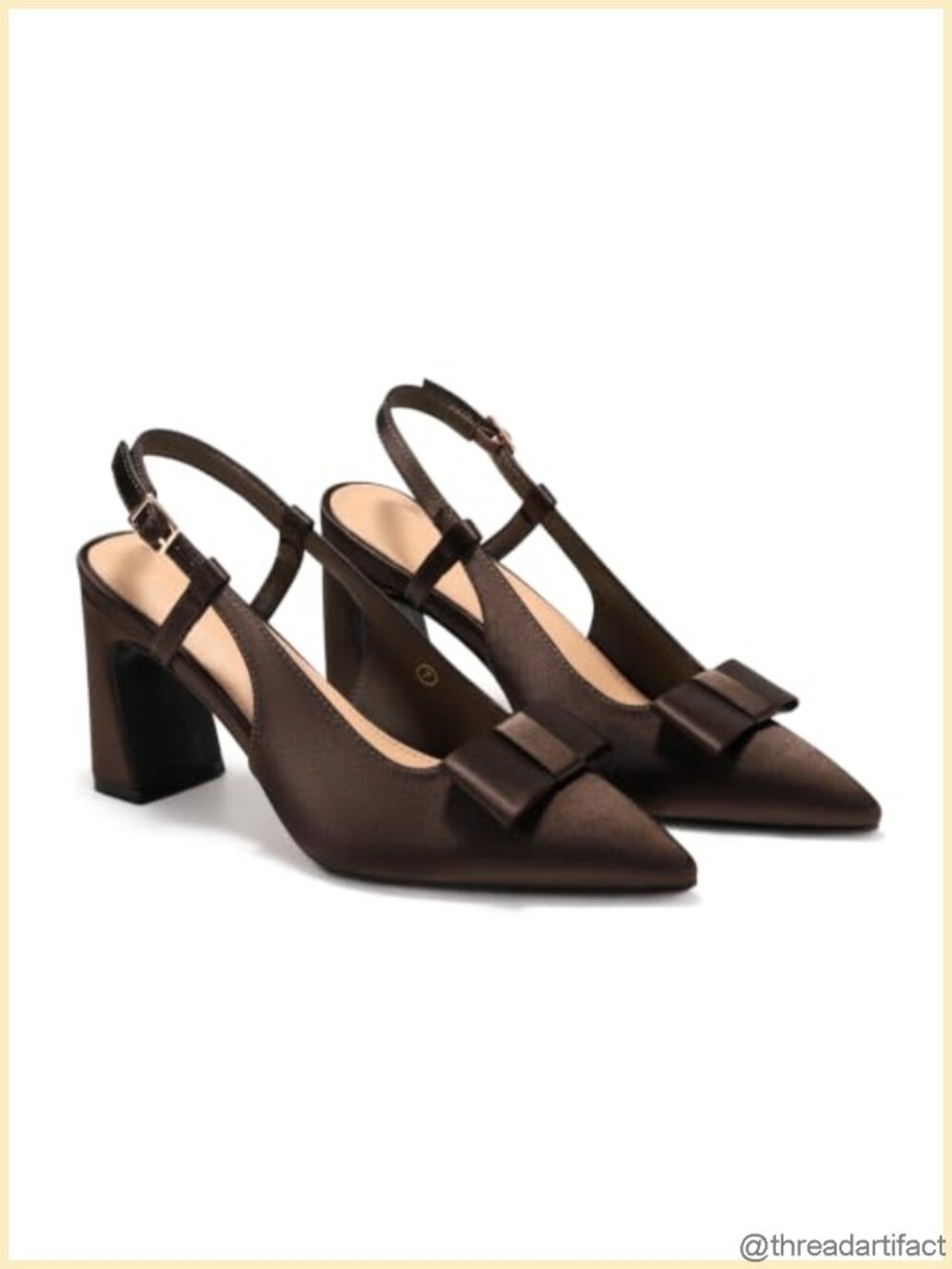 Slingback Chunky High Heels Bow Pointed Toe Pumps Dress Shoes
